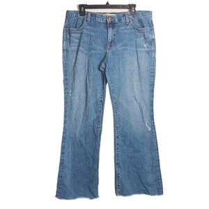 GAP Bootcut Jeans Womens 14 Medium Wash Mid Rise Distressed Crop Denim
